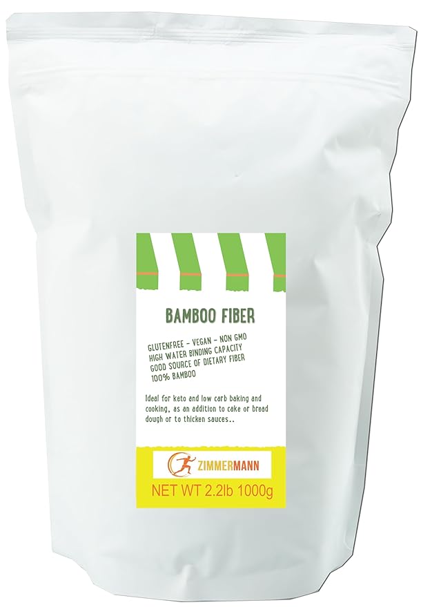 Zimmermann Bamboo Fiber 2.2lb 1000g, gluten free flour, Non GMO, Keto Flour, 100% Bamboo, Keto & Low-Carb Baking & Cooking, Low Calorie Flour
