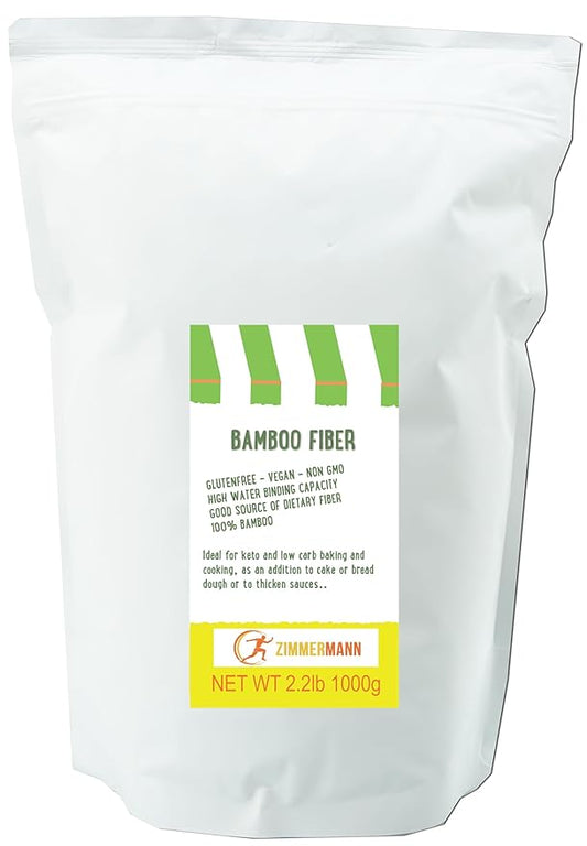 Zimmermann Bamboo Fiber 2.2lb 1000g, gluten free flour, Non GMO, Keto Flour, 100% Bamboo, Keto & Low-Carb Baking & Cooking,