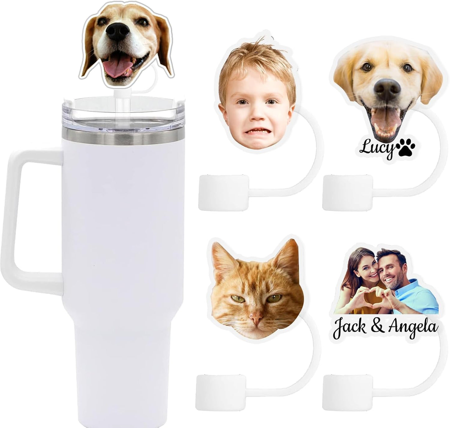 Personalized Stanley Straw Cover, Custom Silicone Straw Topper for Stanley Cups, 30 &amp; 40 Oz TumblersReusable Straw Tips Protectors, 10mm/0.4in Straws (Custom)