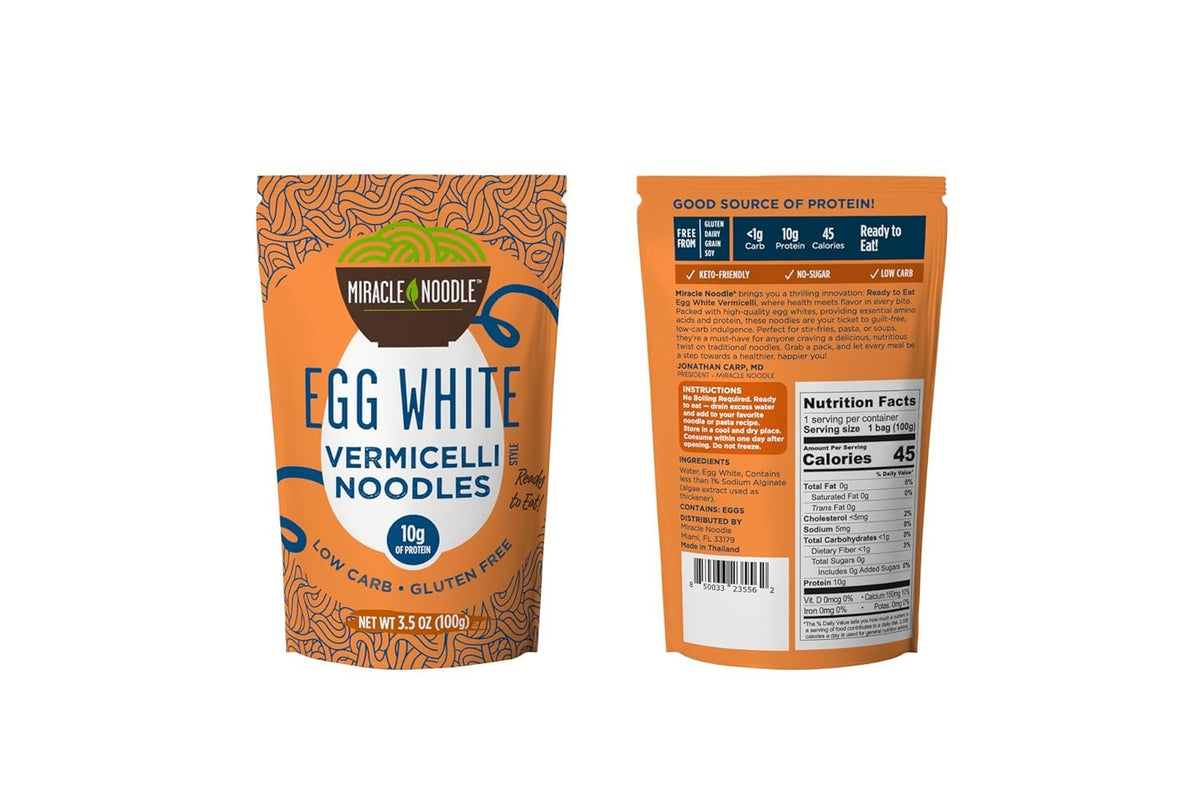 Miracle Noodle Egg White Vermicelli Pasta, 3.5 Oz (Pack of 6)
