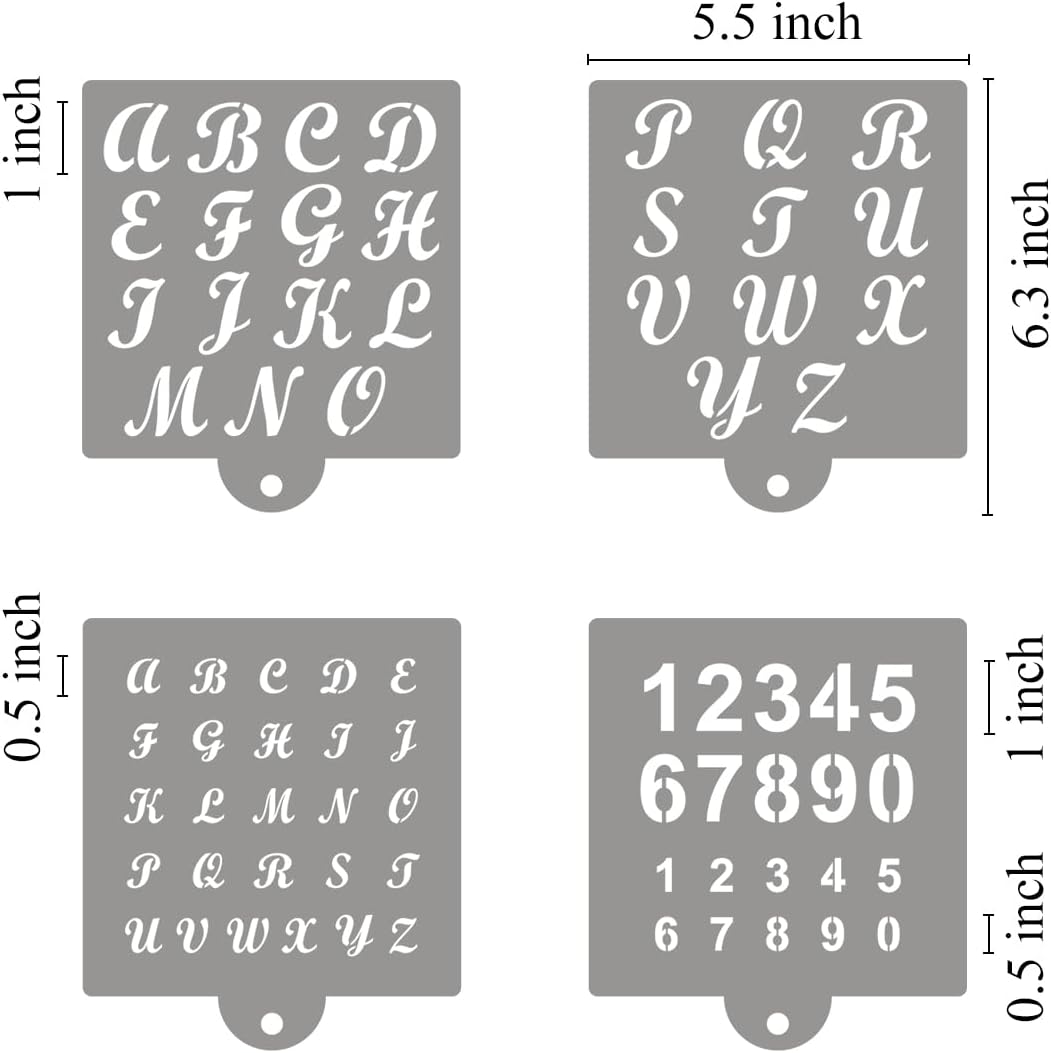 Alphabet Letter Stencils for Cookies Baking - 16 Pack Letter and Number Stencil Templates for Cakes Cookies Baking, Reusable Letter Stencils for Wood Crafts Painting &amp; Cake Cookie Airbrush Decorating