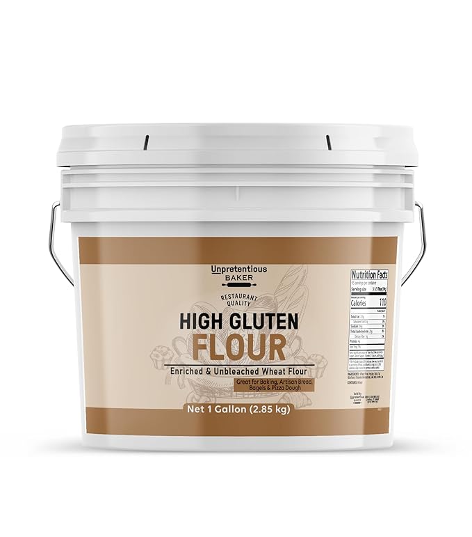 Unpretentious High Gluten Flour, 1 Gallon Bucket, Artisan Bread, Bagels, Pizza