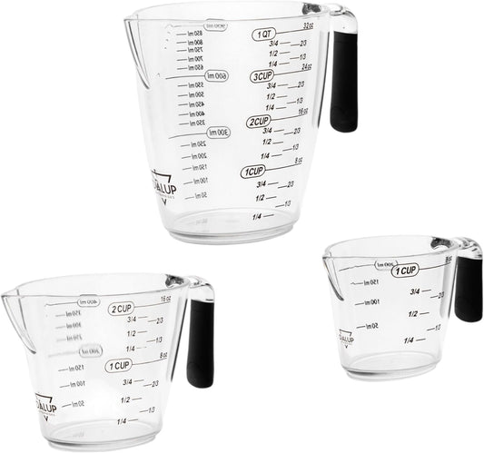 Measuring Cup Set - Clear Plastic Measuring Cups for Liquids Batter Flour Powder - Measuring Cups with Handle & Spout
