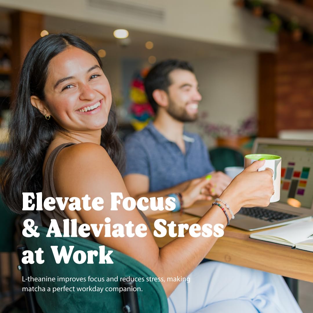 GRIN MOOD Matcha Organic Ceremonial Green Tea Powder(3.53oz) - Decaffeinated First Harvest Green Tea, Authentic Korean Matcha, Halal, Eco-Friendly Recyclable Package