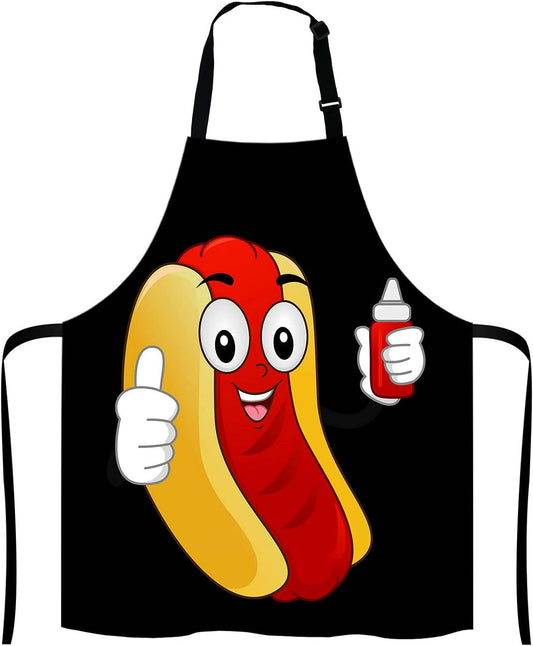 Funny Hotdog Sandwich Ketchup Kitchen Cooking BBQ Chef Apron,Funny Apron for Men, Women - Dad Gifts, Gifts for Men -