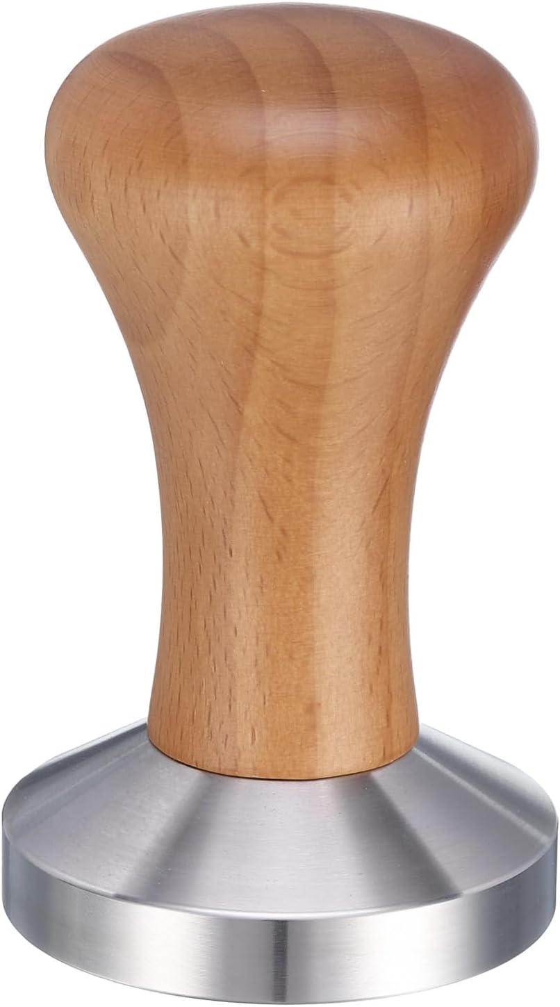 uxcell 58mm Espresso Tamper, Stainless Steel Press Tool Tamper with Wooden Handle, Espresso Accessor