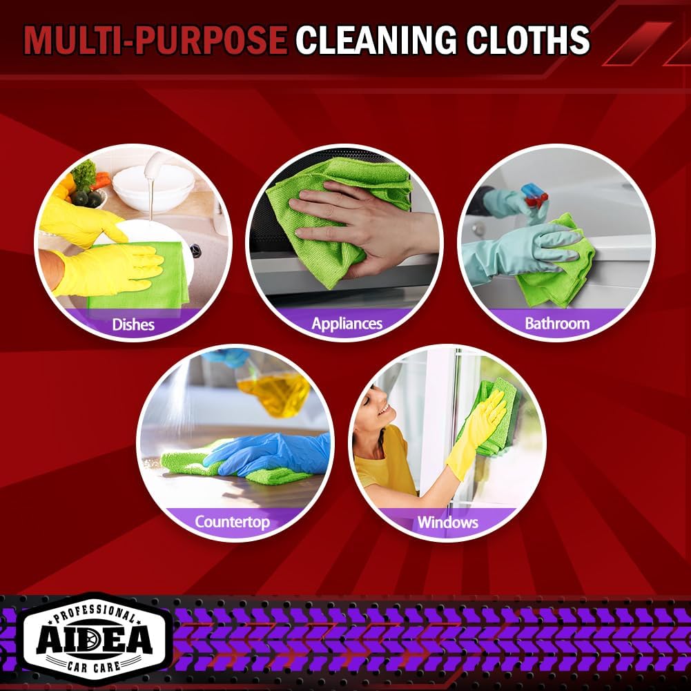AIDEA Microfiber Cleaning Cloth-20PK, Microfiber Towels for Cars, 12"×12"