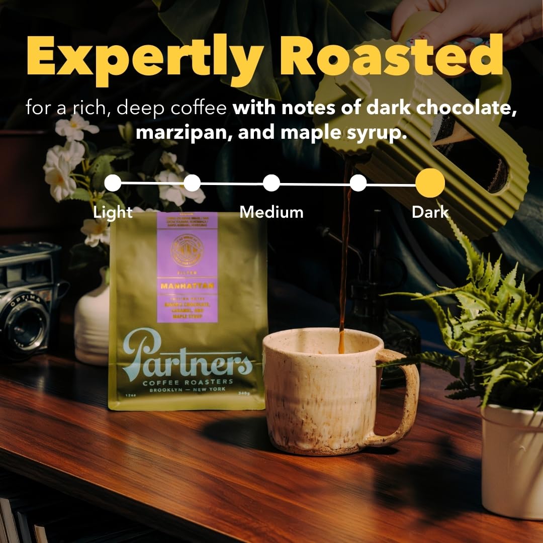PARTNERS COFFEE ROASTERS - Whole Bean Coffee (Manhattan - Dark Roast) 12oz - Rich