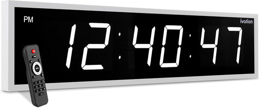 Ivation Oversized Digital Wall Clock with Large LED Display & Timer