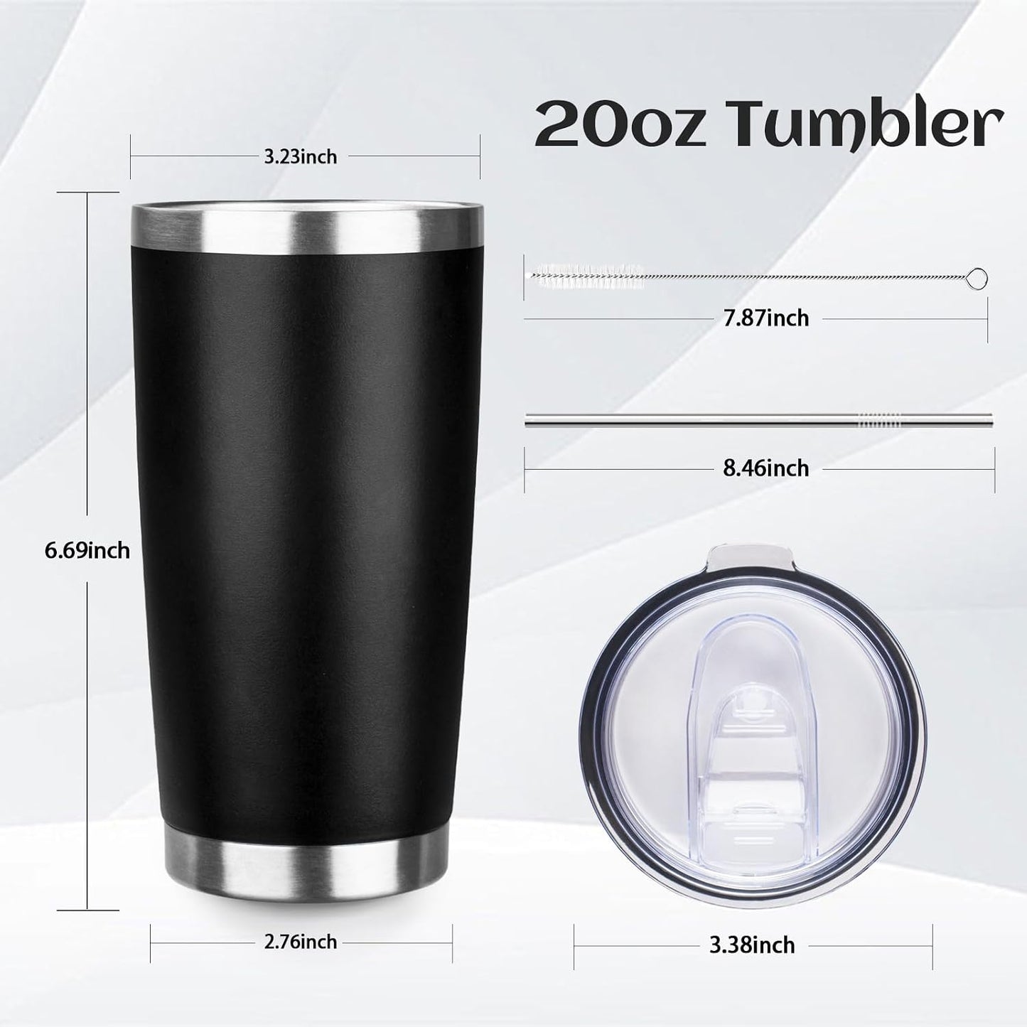 DIW 20oz Insulated Tumbler Bulk Travel Coffee Mug with Lid(Black,4 Pack)