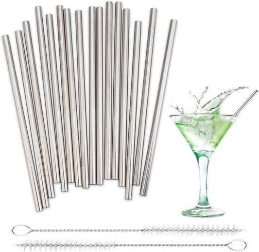 16 Pack 5 Inch Extra Short Metal Coffee Stir Straws, Reusable Stainless Steel Coffee Stirrer, Mini Bar Cocktail Straws with