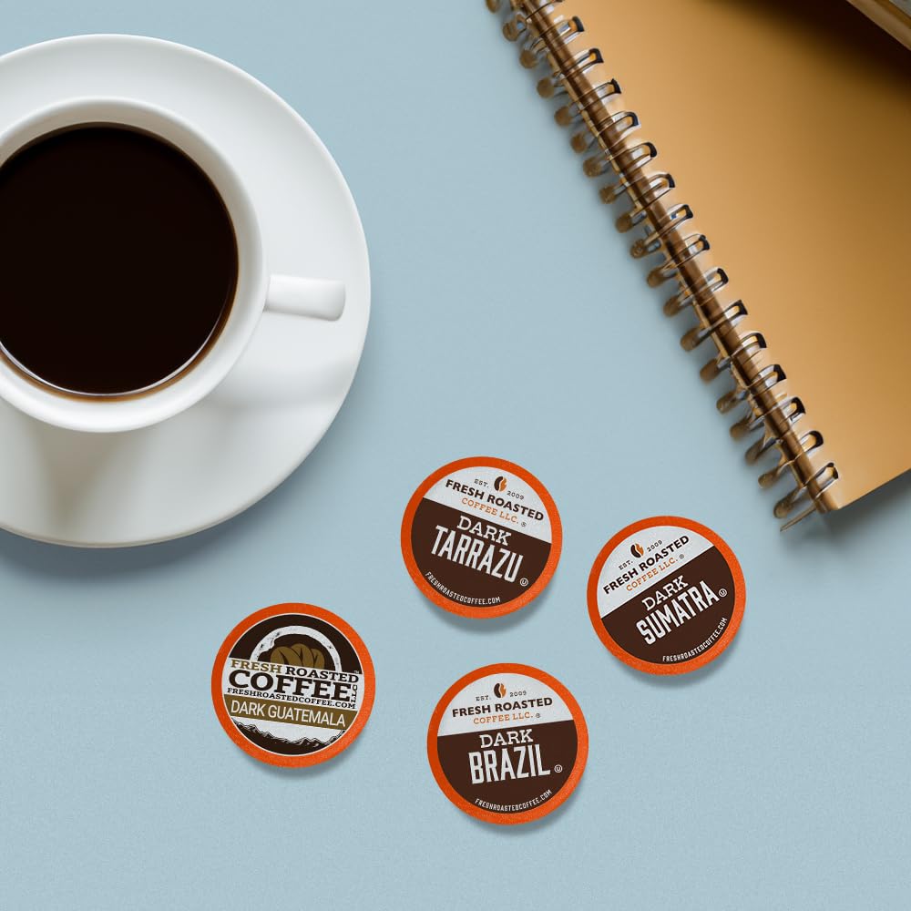Fresh Roasted Coffee, Dark Roast single Origin Variety Pack K-Cup Pods for Keurig Brewers, Kosher, 96 Count Loose Pack