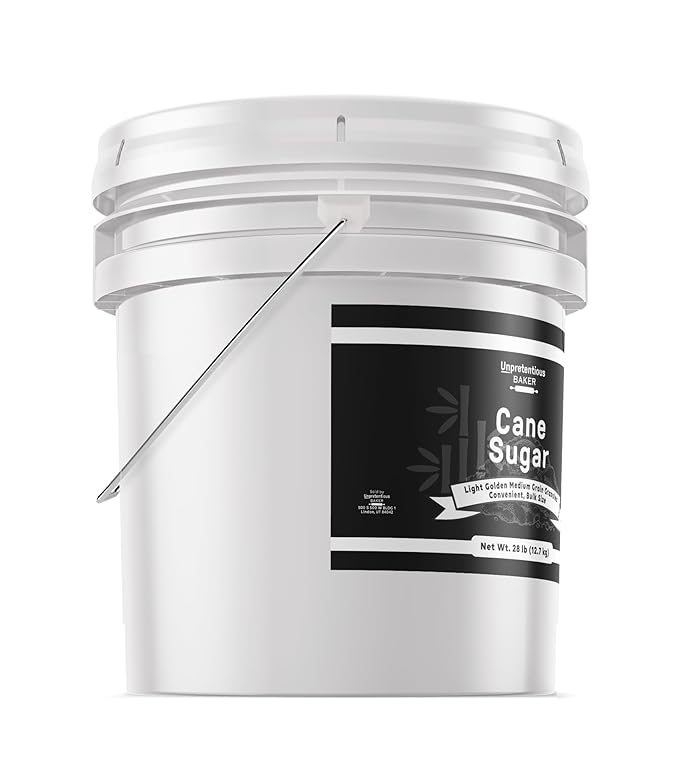 Unpretentious Cane Sugar, 3.5 Gallon Bucket, Bulk Size, Variety of Uses, Sweetener, Food Storage