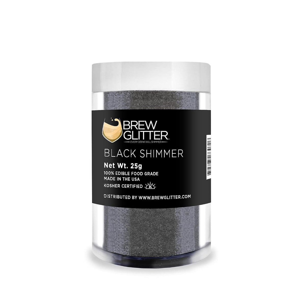 Black Shimmer BREW GLITTER Edible Glitter For Drinks, Cocktails, Beer, Garnish Glitter &amp; Beverages | KOSHER &amp; HALAL Certified | 100% Edible &amp; Food Grade | Vegan, Gluten, Nut Free (25g, Black Shimmer)