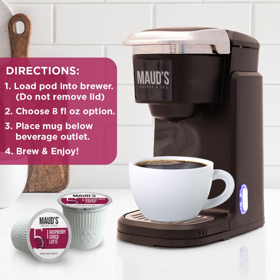 Maud's Raspberry Chocolate Flavored Coffee Pods, 18ct