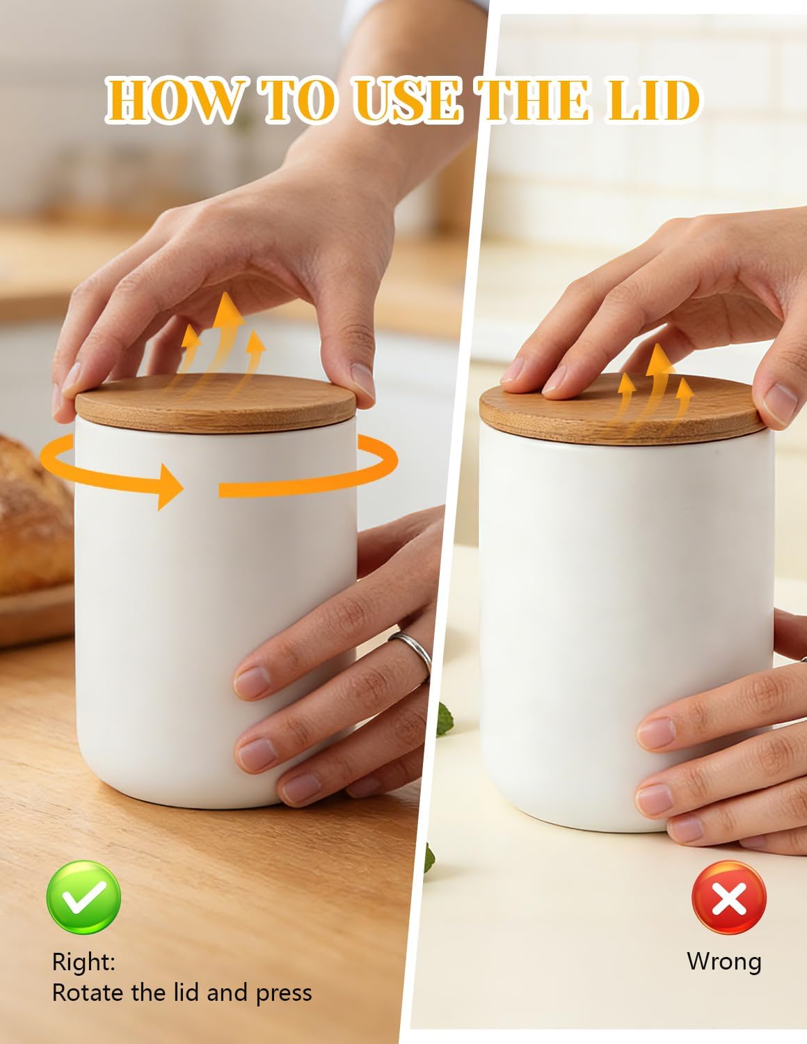 YYW Ceramic Food Storage Containers with Lids, 260ml/8.8oz Food Storage Jar