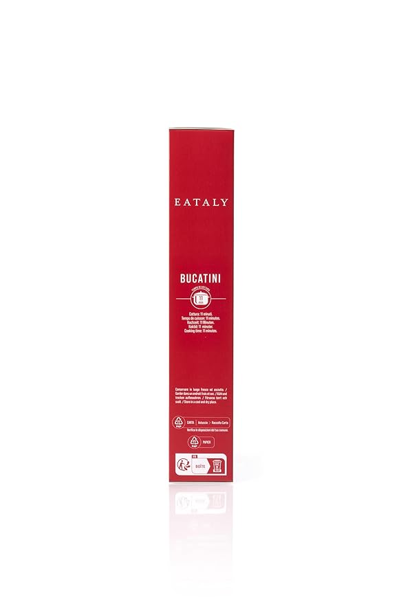 Eataly Italian Bucatini Pasta Noodles - 500g (17 oz.) Box -Authentic Durum Semolina Wheat - Made in Italy- Dried Pasta for Gourmet Dining, 1 Pack