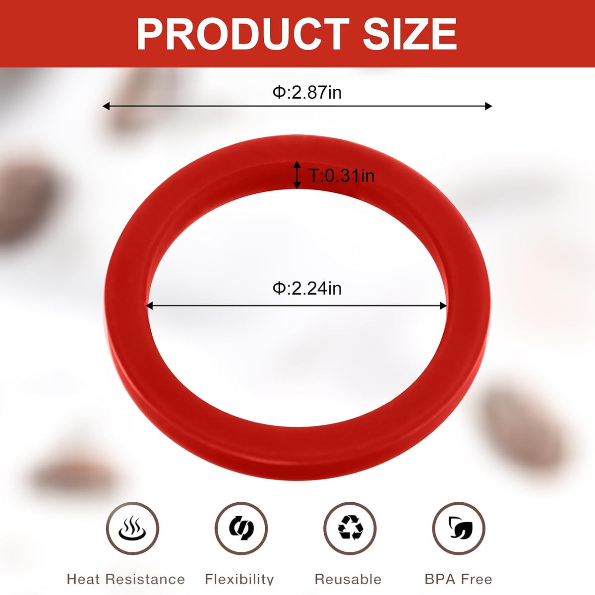 E61 Gasket 8.0mm Group Head Gasket for Gaggia, Red