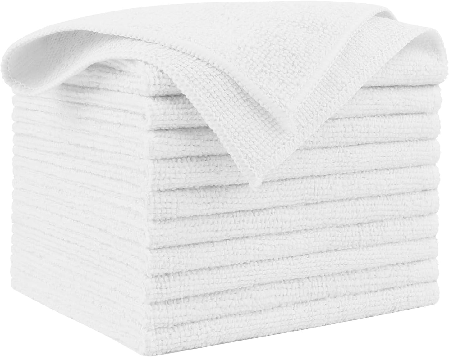AIDEA Microfiber Cleaning Cloth White 10PK, Microfiber Towels for Cars, Premium Car Cloths, Dusting 