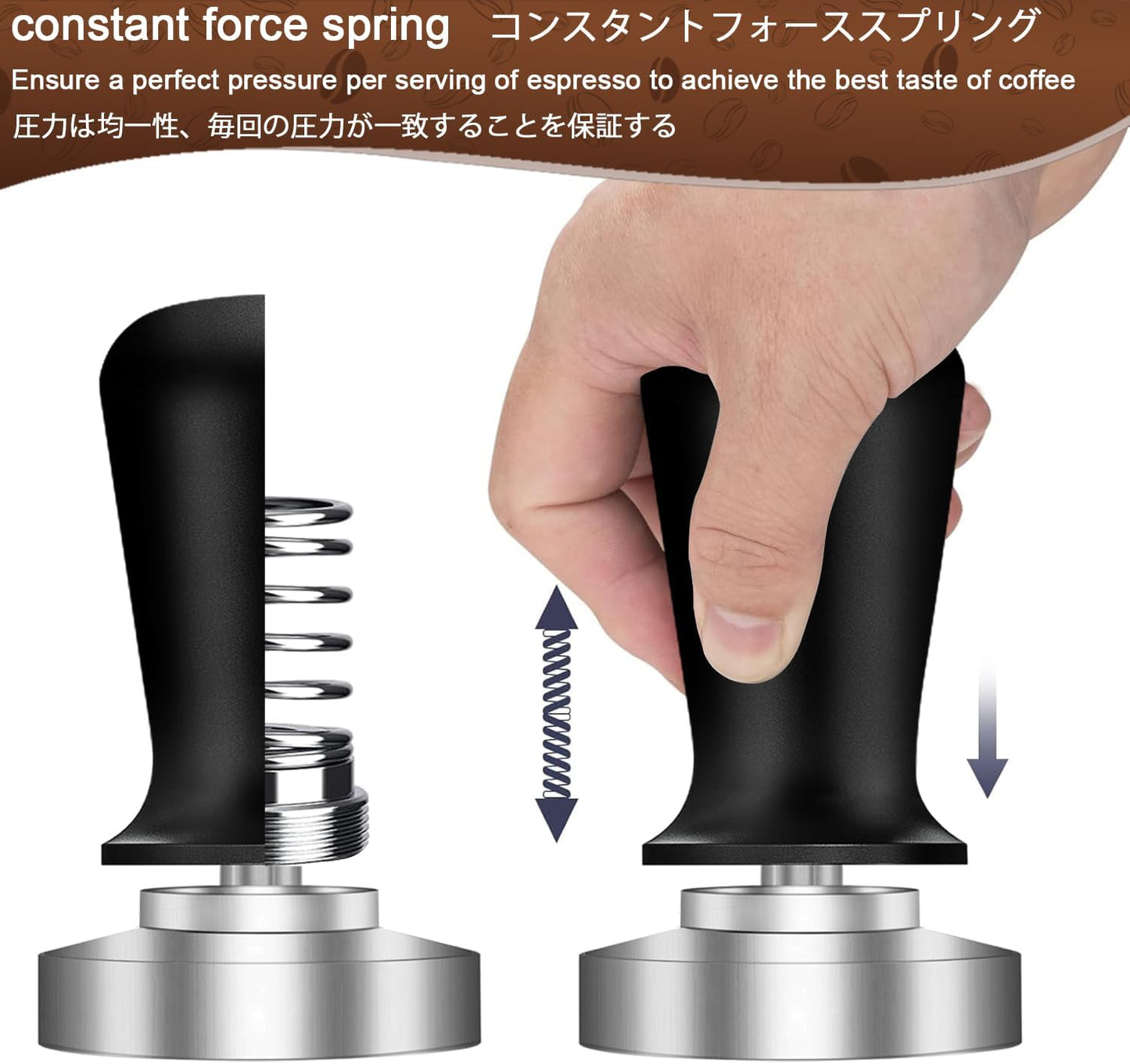 Espresso Tamper,Stainless Steel Ripple Base Coffee Tamper,Espresso Accessories,Calibrated Loaded Espresso Tamper,Ergonomic Handle Espresso Tamper,Fits Most Portafilters,Espresso Tamper (Black, 51mm)