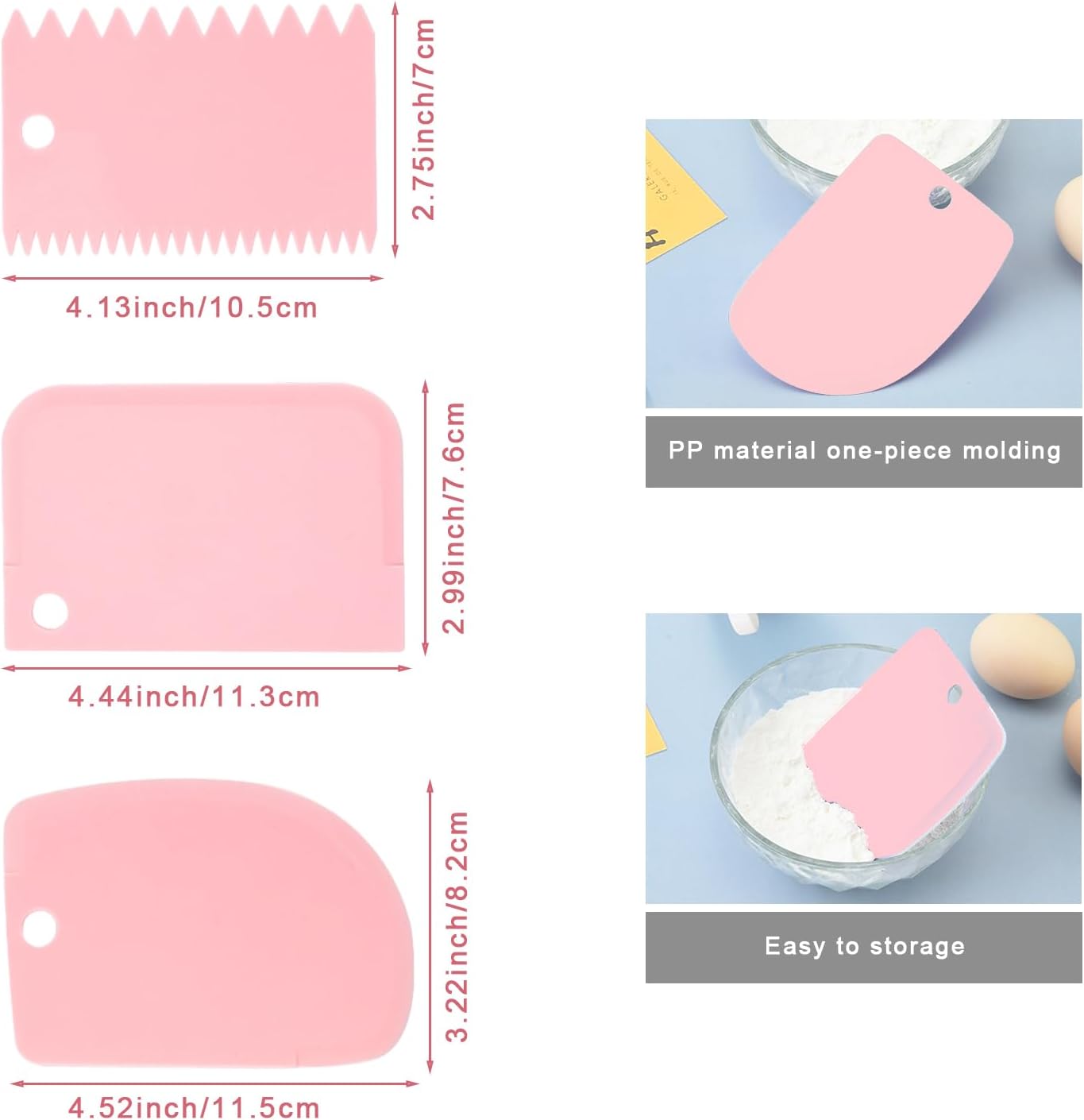 Offset Icing Spatula Set, Stainless Steel Cake Decorating Tools | 6",8",10" blades, non-slip handles, 3 scrapers. Angled offset for easy frosting. Ideal for baking &amp; cake decorating