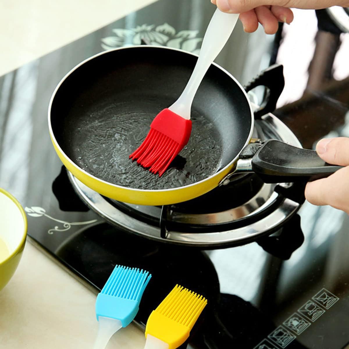 Basting Brush, Basting Brushes Grill Kitchen Silicone Pastry Cooking Brushs &amp; BBQ Basting Brush, Varying Bright Color - Best Kitchen Gadget (Oil Brush 4 Pack)