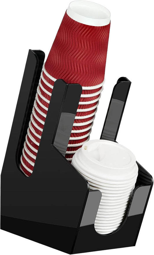 MYITYARD Coffee Station Organizer for Countertop, Acrylic Cup and Lid Dispenser Fit Disposable Paper and Plastic Cups, 2