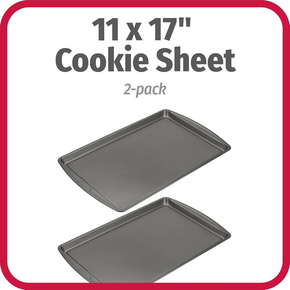 GoodCook Everday Nonstick Carbon Steel 17 x 11-Inch Baking Sheet Set, 2 Pack – Medium Sized Cooking Pans, Bakeware Set, Cookie Sheets for Baking, Oven Pan Set