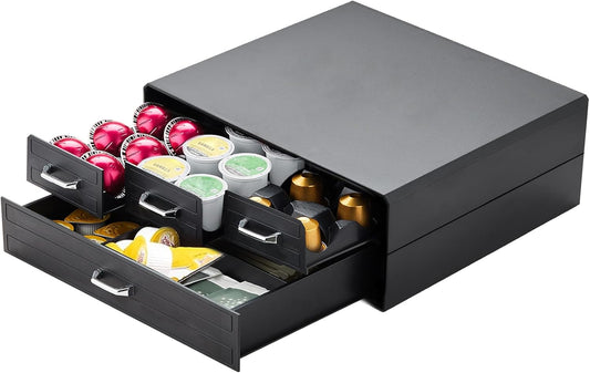 K Cup Holder Drawer 66/88 Pods Capacity, Four Drawers Design for Nespresso Pods Holder, Coffee Pod Holder Compatible With