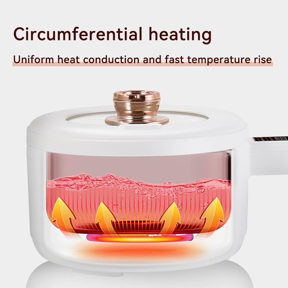 Drizzle Electric Hot Pot Cooker 1.7L Mini Skillet NonStick Coating Stir Fry Food Maker 110V Portable Cookerware Dorm Cooking With Steamer for Personal Ramen Boiling Steak Egg Oatmeal Soup Shabu