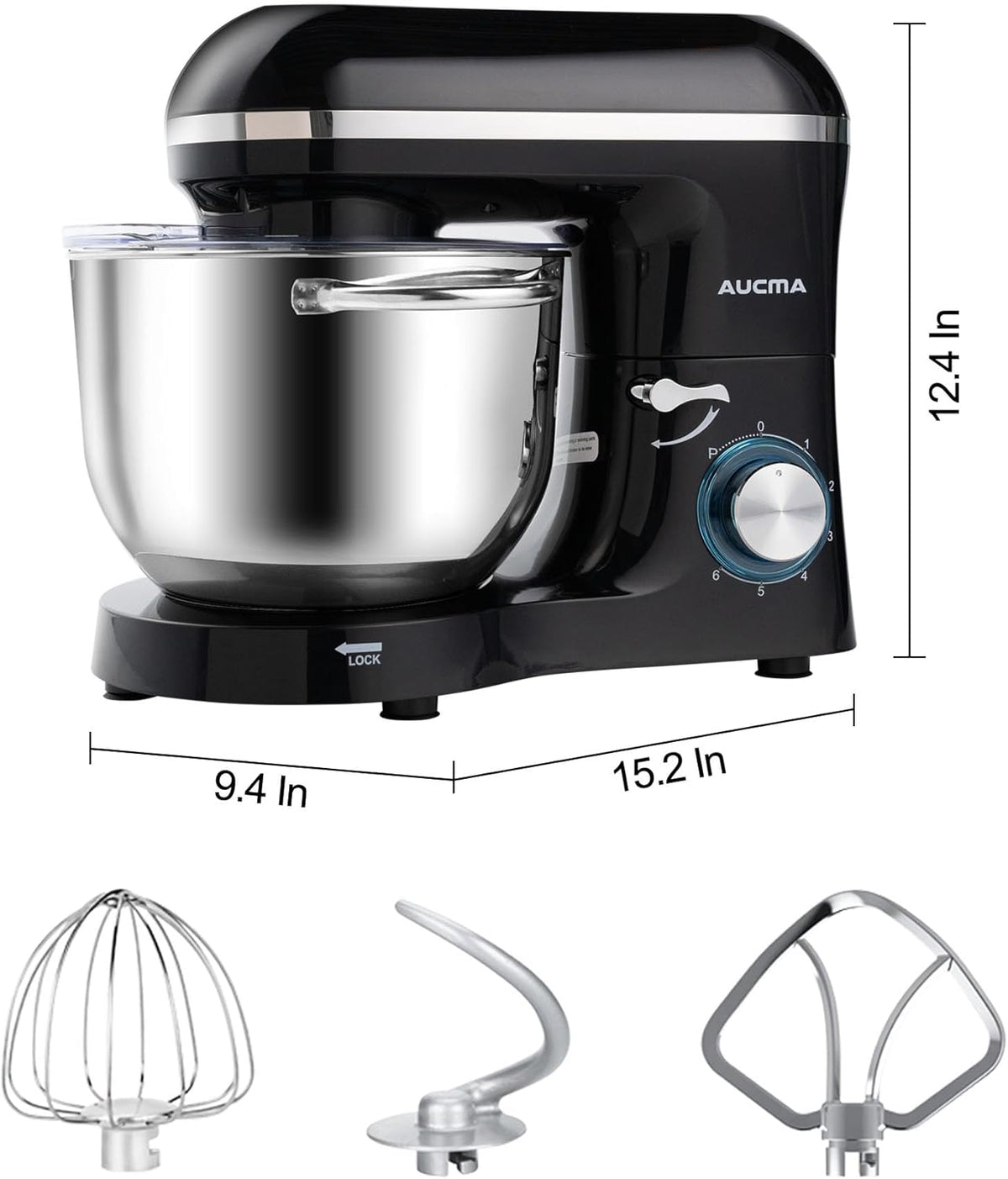 Aucma Stand Mixer,6.5-QT 660W 6-Speed Tilt-Head Food Mixer, Kitchen Electric Mixer with Dough Hook, Wire Whip & Beater (6.5QT, Pink)