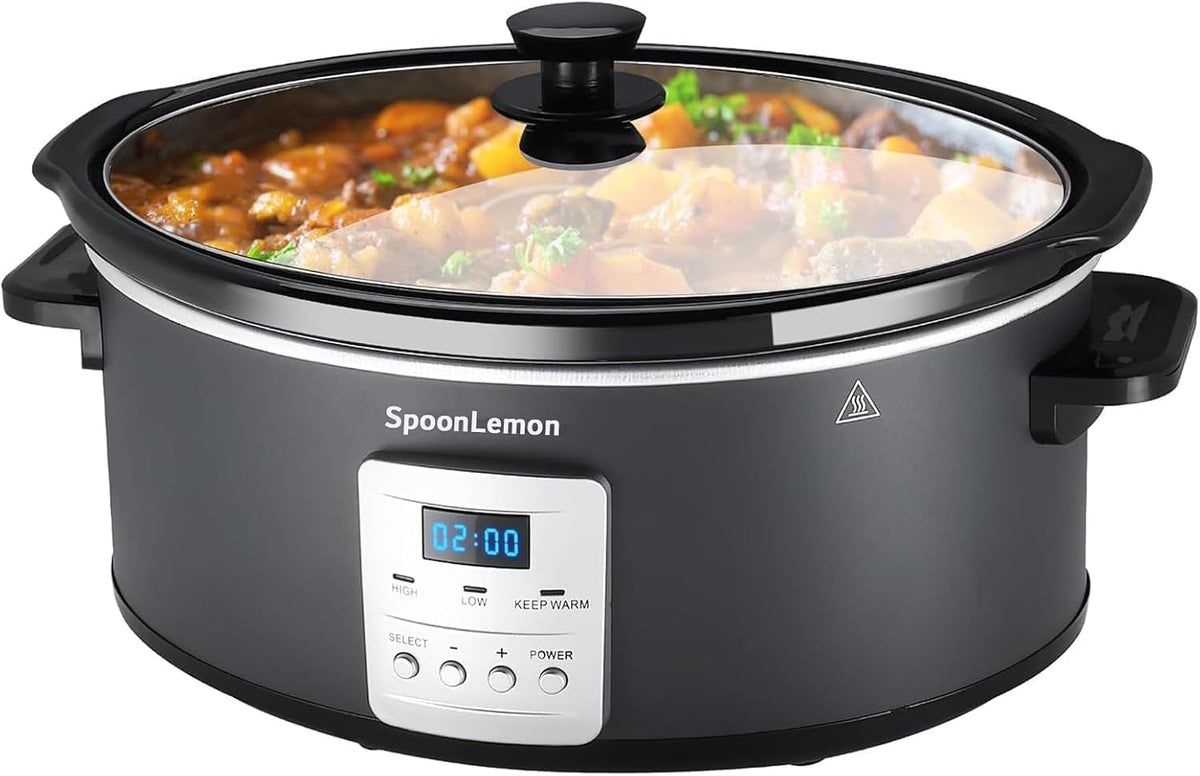 7 Quart Slow Cooker, Electric Slow Cooker Oval with Nonstick Removable Inner Ceramic Pot, Programmable with 3 Temp Settings