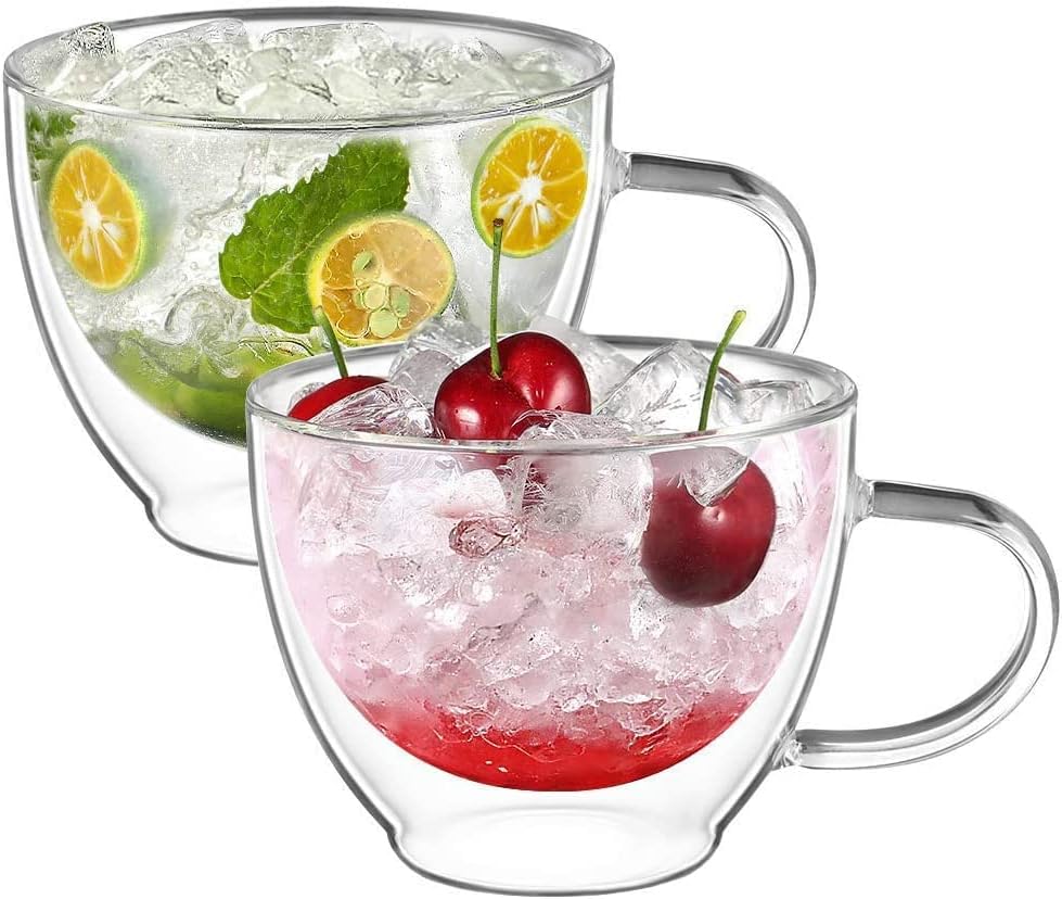 ecooe Double Walled Glass Coffee Mug 12 oz Latte Cappuccino Cups Set of 2