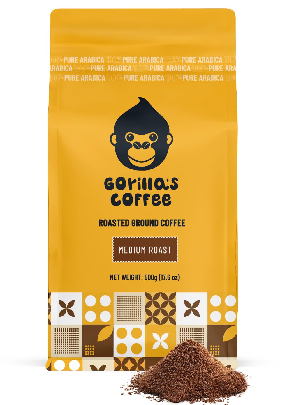 Gorilla's Coffee 100% Arabica - Medium Roast Ground Coffee, Fair Trade, Smooth, Balanced, Aromatic, Spice &amp; Luscious Fruit Notes | Premium Rwandan Coffee | Rich, Flavorful, and Aromatic (500g/17.6oz)