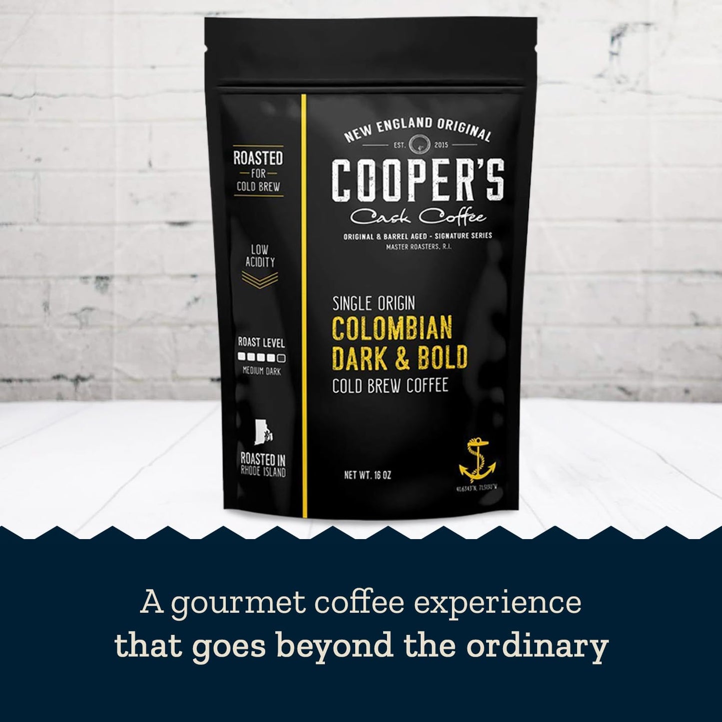 Colombian Dark Roast, Single Origin, Gourmet Organic Cold Brew Coffee Beans, Smooth Taste of Cocoa with Light Fruited Flavors, Cold Brew Coffee Grounds, 1 lb Coffee Bag