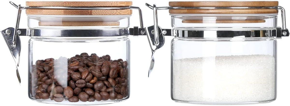 KKC HOME ACCENTS 2-Pack 16oz Glass Canisters with Airtight Bamboo Lids