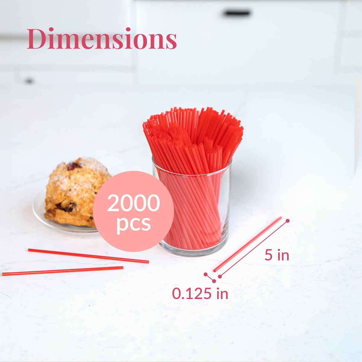 Prestee 2000 Count Red Coffee Stirrers - 5 Inch Plastic Stir Sticks for Hot and Cold Beverages - Disposable Coffee Straws for