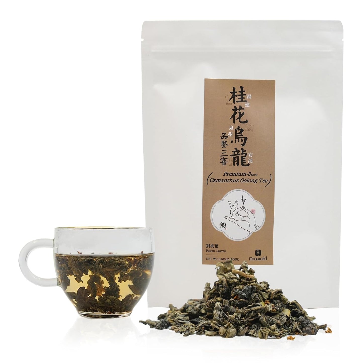 iTeaworld Osmanthus Oolong Loose Leaf Tea, Natural Floral Fragrance 3.5oz | Up to 300 Cups|Tieguanyin Oolong Scented with Osmanthus|No Sugar and Additives|Easy Mug Cold&amp;Hot Brewing