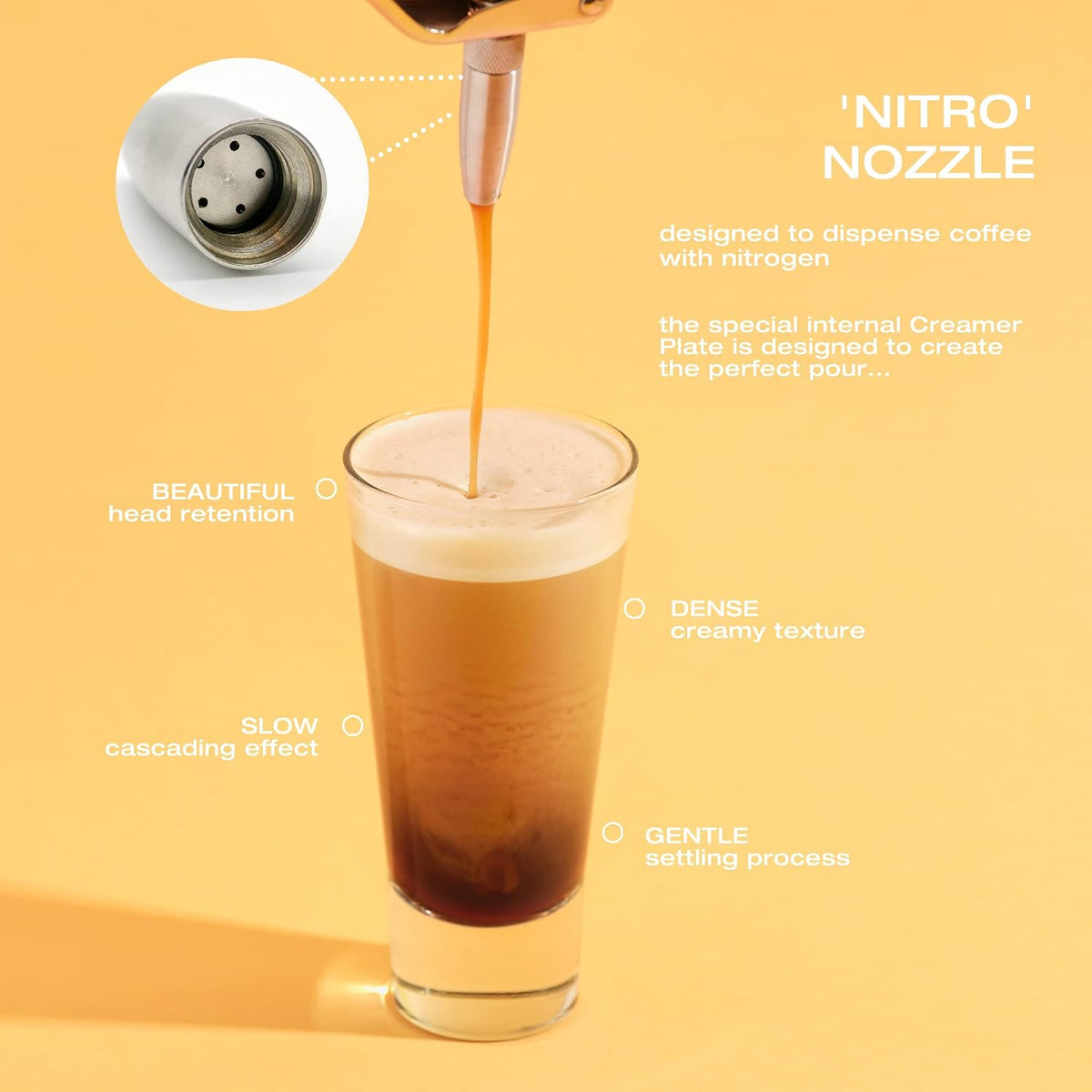 Nitro Cold Brew Maker, Nitro Diffuser Nozzle &amp; Cold Brew Maker, 1-Pint/0.5L