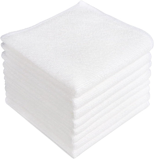 AIDEA Microfiber Cleaning Cloth White, 8PK, Absorbent Lint Free Rags, Scratch Free, Streak Free Microfiber Towels, Dish