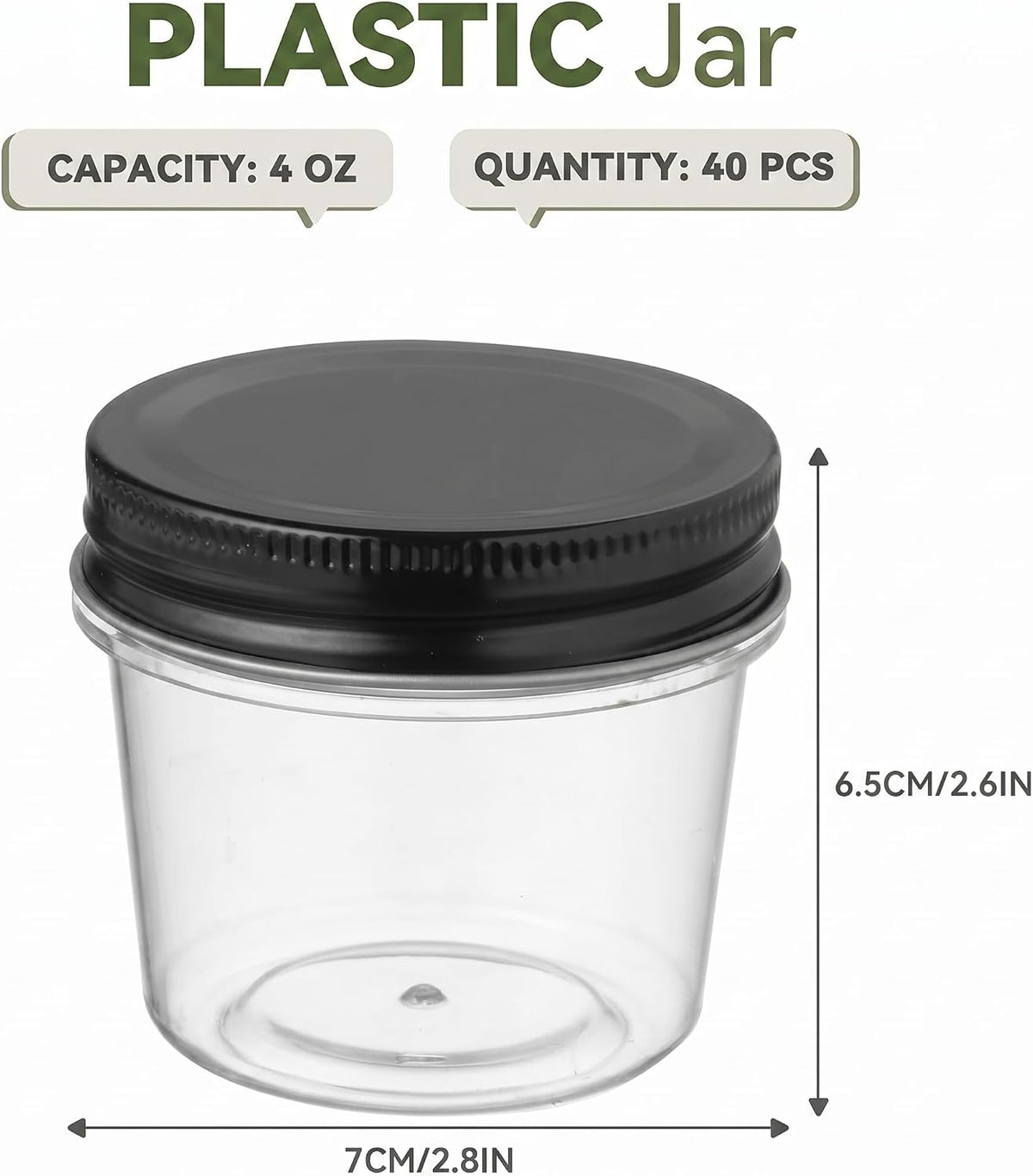 novelinks 4 oz Plastic Small Mason Jars and Small Plastic Jars with Lids