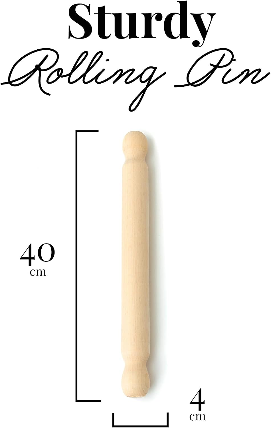 tuuli Kitchen Wooden Rolling Pin for Baking Pizza Fondant Pastry Dough Roller 15.7 inches