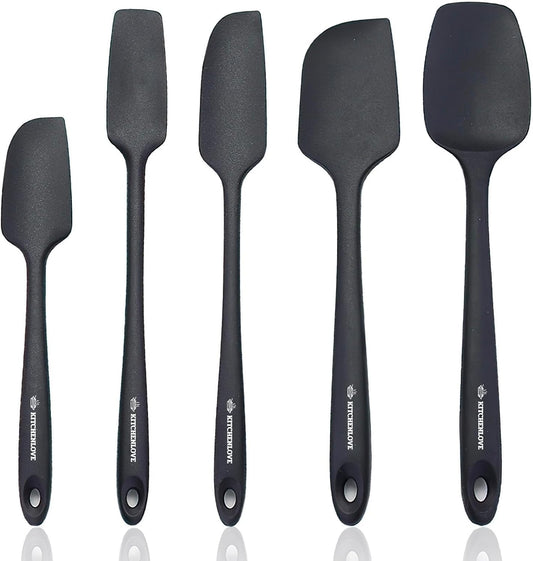 KITCHENLOVE Premium 600°F Heat Resistant 5 Piece Silicone Spatula Set for Baking, Cooking, Mixing - Non-Stick with High
