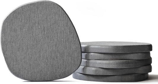 Instant Dry Stone Absorbent Diatomite Coaster Set of 6 for Drinks Wine Coffee, Modern Unique Cup Diatomaceous Earth Coasters