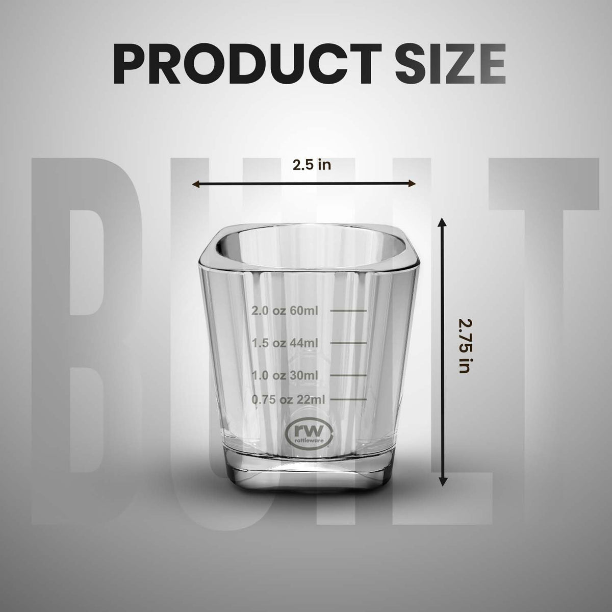 Rattleware 2 Oz Graduated Shot Glass Espresso Cocktail Measuring Glass Cups