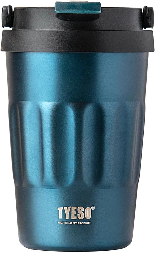 TYESO Stainless Steel Portable Tumbler with Flip Lid,Travel Mug with Concealed Carry Handle, Leakproof Insulated Coffee Cup