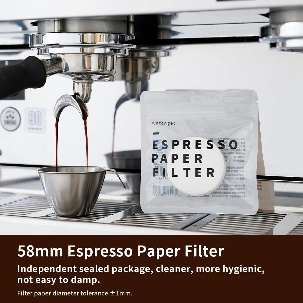 watchget 58mm Espresso Paper Filters for Portafilter Baskets, 1000 Count | Unbleached Espresso Filter Puck Screen Portafilter Paper, Disposable &amp; Mess-Free, Keep Shower Screen Clean