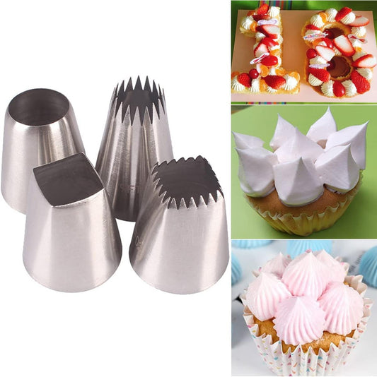 Large Cake Decorating Icing Piping Tip Set with Square Round Frech Star Pastry Tips for Frosting Cake Cupcake Cookie Eclairs