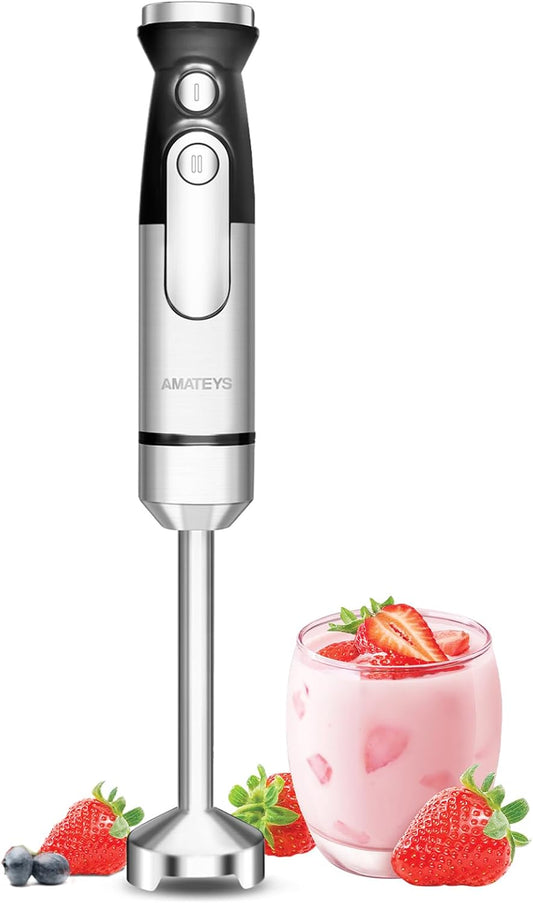 Handblender with Plug,Immersion Blender Handheld, Heavy-Duty Copper Motor, Detachable Stainless Blade Dishwasher Safe, 2