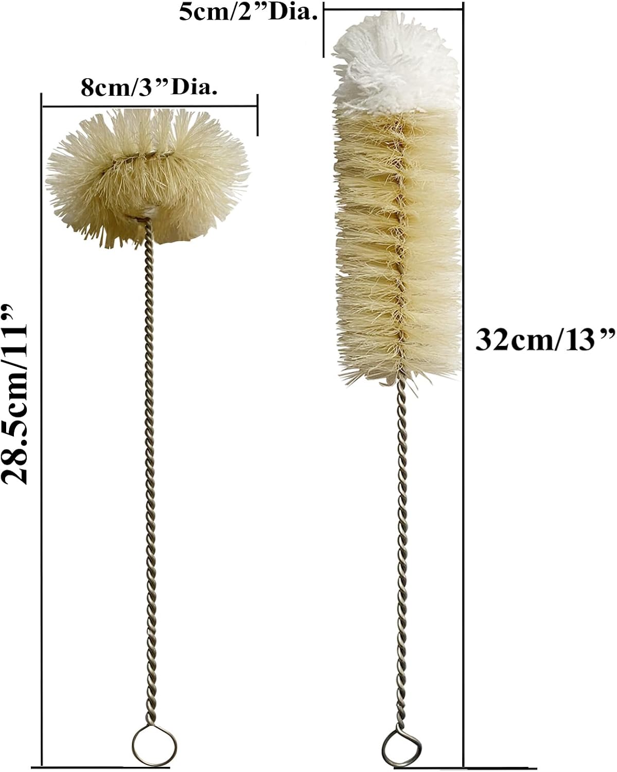 Bottle Brushes Thin Long Handle X 2